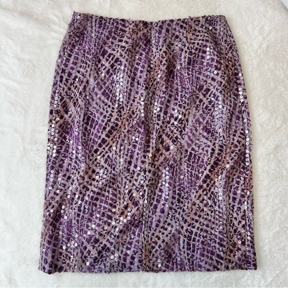 Javier Larrainzar Purple Sequin Two Piece Set Top Skirt Couture Evening Sz 12 - Picture 5 of 14